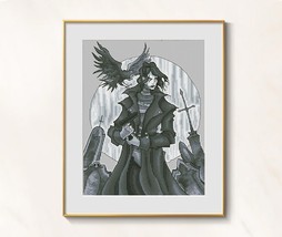 Wizard Cross stitch gothic pattern pdf - Anime cross stitch Goth Man embroidery  - £10.97 GBP