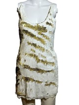 Free People Mini Dress Womens XS White Gold Flip Sequins Party Seeing Double - £17.08 GBP