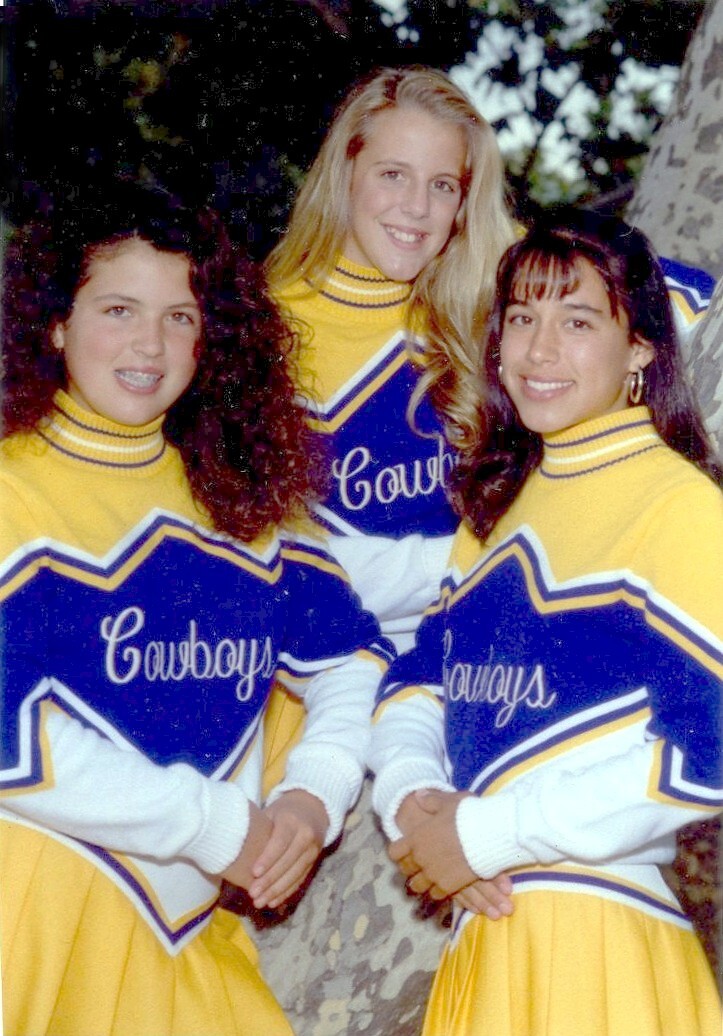 Cheerleaader Cowboys 3 Teen Girls Buddy Photo Cute/Dance 1980&#39;s Snapshot - $4.65