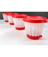 NEW Set 4 Tupperware Jel-ette Jello Sheer Red Individual Cup Molds Puddi... - €16,81 EUR