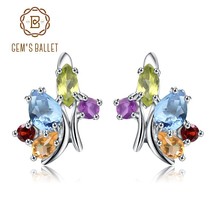 Flower Multicolor Natural Amethyst Garnet Peridot Citrine Topaz 925 Sterling Sil - £56.53 GBP