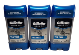 3x Gillette Men&#39;s Hydra Gel TEA TREE Deodorant Antiperspirant  3.8 oz Disc - £54.54 GBP