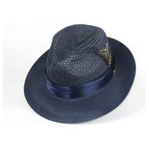 Men's Summer Spring Braid Straw style Hat by BRUNO CAPELO JULIAN JU907 Navy image 8