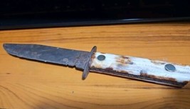 Rusty Knife With Yellow/Whit Handle 8 3/4 Inches Long - £12.47 GBP