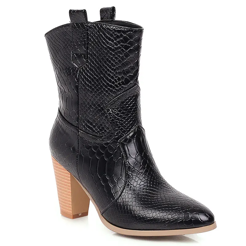 Lasyarrow Western girl Boots Black  Silver  Leather boy Ankle Boots for Women Th - £99.93 GBP