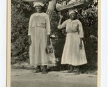 Native Fruit Sellers Postcard Barbados Carrying Bananas on Their Heads - $17.82