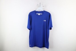The North Face Mens Medium Spell Out VaporWick Hiking Running Gym T-Shirt Blue - £19.35 GBP