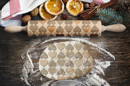 Engraved rolling pin. VALENTINE'S DAY. Original shape. HEARTS pattern. - $27.49