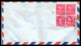 1950 US Cover - Bloomington, Illinois, 2 Cent John Adams Block of 4 E16  - £2.34 GBP