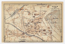 1930 ORIGINAL VINTAGE CITY MAP OF CHUR / COIRE / GRAUBUENDEN / SWITZERLAND - $467.26 MXN