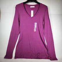 Rebecca Beeson Purple Cotton Blend V Neck Top Size Medium Thermal Waffle XL - $18.66