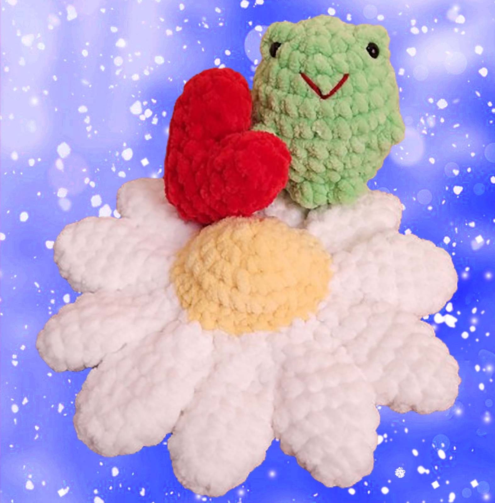 Crochet plusie Prince Frog, Height 3.54 inch/9cm, Special Valentine Prince Frog - $22.00