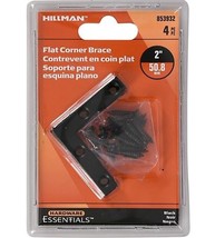 Hillman 853932 Steel Black Flat Corner Iron 2&quot; x 3/8&quot;, 4-Pack - £14.08 GBP