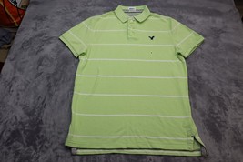 American Eagle Polo Shirt Mens Medium Green Casual Golf Golfing Rugby Striped - £17.79 GBP