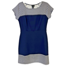 En Focus Studio Womens A Line Dress Blue White Striped Stretch Mini Petites 10P - £19.30 GBP