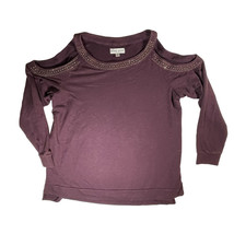 Knox Rose Women&#39;s Size 2XL Cold Shoulder Top Long Sleeve Maroon Burgundy... - £13.68 GBP