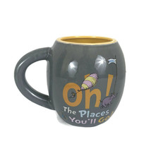 Dr Seuss Mug OH THE PLACES YOU&#39;LL GO! Gray &amp; Yellow Ceramic Coffee Cup NEW - $16.64