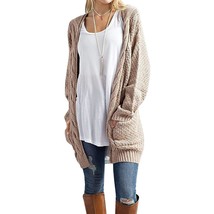 Women&#39;S Long Sleeve Knit Cardigans Sweater Blouses With Packets For Fall... - £43.92 GBP