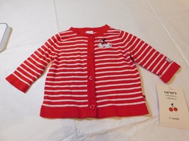 Carter&#39;s Cute Denim Collection Baby Girls 3 Months Sweater Red White Str... - £11.49 GBP