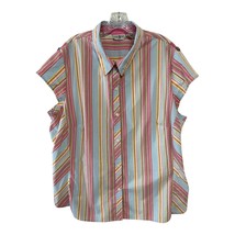Vintage 2000s Duck Head Woman 3X Button-Front Shirt – Multicolor Striped... - $20.00