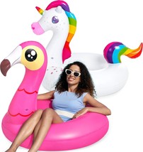 Joyin 2-Pack Flamingo Unicorn Pool Float - Fun Floaties Inflatable Swimm... - $35.98