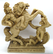 Vintage Italian 9 Inch Cast Statue of St. George the Dragon Slayer  - £62.32 GBP