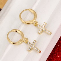 Small Cross Earrings For Women Girl Religious Jesus Stone Earrings Jewelry Cruci - £8.24 GBP