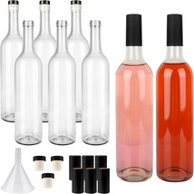 8 Pack 750Ml Clear Glass Bottles With Cork Lids And Pvc Shrink, Beverages - $40.96