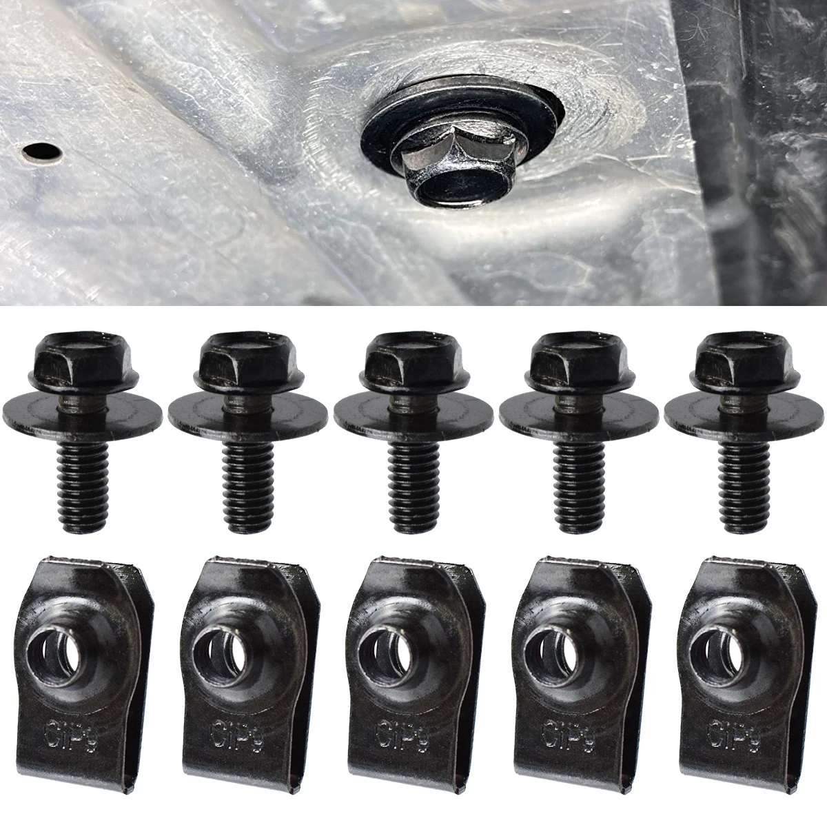 Car Body Bolts &amp; U Nut Clips M6 Engine Cover Undertray Splash Shield Guard - £8.14 GBP+