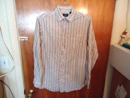 Mens / Boys First Wave Multi Color Size 18 Long Sleeve Striped Dress Shirt - $17.75