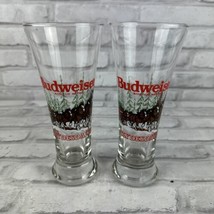 Budweiser Clydesdales Vintage 1989 Holiday Beer Pilsner Glasses Set Of 2 - $16.25