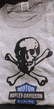 Harley Davidson M Gray T shirt Skull &amp; Crossbone - $2.91