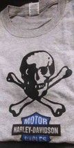 Harley Davidson M Gray T shirt Skull &amp; Crossbone - £2.29 GBP