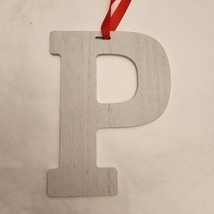 Wooden Letter Distressed Ornament Decor White Initial Monogram gift P - $8.91