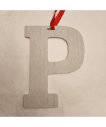 Wooden Letter Distressed Ornament Decor White Initial Monogram gift P - £7.00 GBP