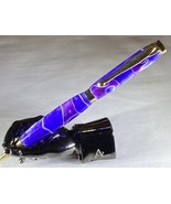 Handturned Slimline Twist Pen -Purples &amp; White Swirls Acrylic- Gold- #1016 - $745.08 MXN