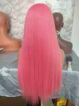 Pink silky straight human hair lace front wig - $340.00+