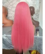 Pink silky straight human hair lace front wig - £269.65 GBP+