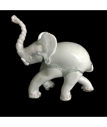 Vintage White Glass Elephant Figurine With Flaw  8.5&quot; Trunk Up Made In F... - $31.77 CAD