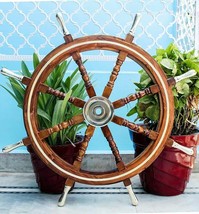 36&quot; Ship Wheel Wooden Ship Wheel Nautical Wall Decor Big Size Nautical Gift - £161.86 GBP