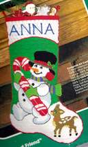 DIY Bucilla Frosty Friend Snowman Christmas Long Needlepoint Stocking Kit 60650 - £99.87 GBP