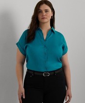 NEW LAUREN RALPH LAUREN BLUE LINEN TOP SHIRT SIZE 1 X WOMEN PLUS $99 - £69.38 GBP