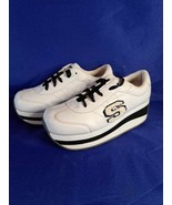 Skechers Somethin Else Platform Sneakers Y2K Women&#39;s Size 7 White Black - £66.18 GBP