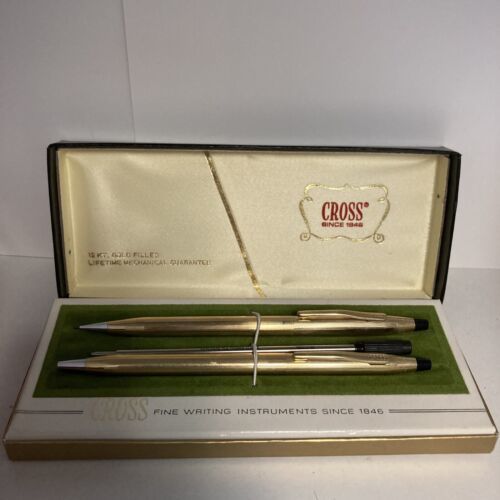 Cross Classic 12k Gold Filled Pen Pencil Set  + Extra Ink Refill - $42.52