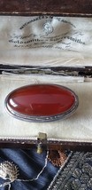 Antique Vintage 1930-s Carnelian Sterling Silver Pin Brooch -Heavy and Beautiful - £85.63 GBP