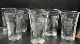 7 Vintage Cordial Etched Paneled Grapes Shot Glasses Set 3&quot; - $17.81