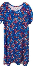 NWT LuLaRoe Medium Royal Blue Pink White Floral Jacquard Carly Swing Dress - $42.75