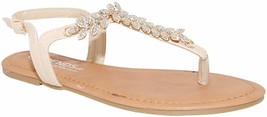 TRENDSup Collection Womens T-Strap Buckle Flats Sandals Blush Size 7 - £21.33 GBP
