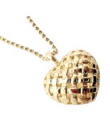 Vintage Tiffany & Co 18k Yellow Gold Vannerie Basket Heart Necklace 30" 1996 - £3,160.64 GBP