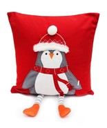 Dangly Leg Penguin Embroidered Christmas Complete Cushion 18&quot; x 18&quot; - £29.26 GBP